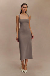 Frida Crepe Midi Dress - Smoke